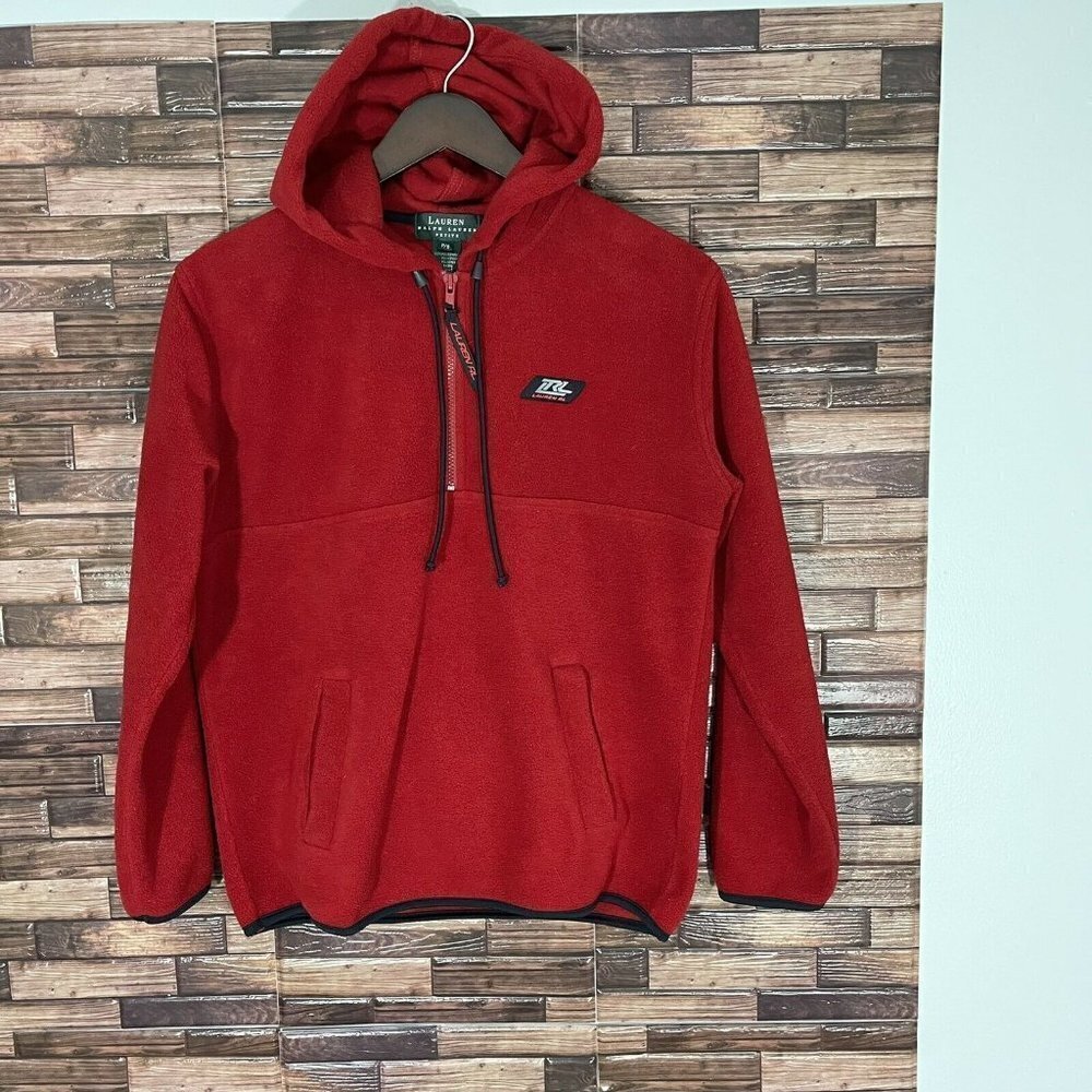 VTG Lauren Ralph Lauren Womens Hooded Fleece Jacket Size S Petite Half Zip